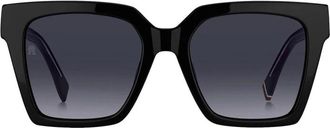 Tommy Hilfiger Vierkante Zwarte Dames Zonnebril Grijs Verloop - Dames - Zonnebrillen - Zwart - 53 MM - Accessoires