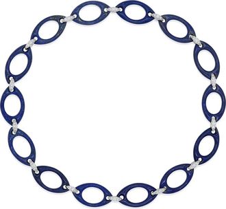 Fred Leighton Lapis Lazuli & Diamond Oval Link Necklace in White Gold at Nordstrom, Size 16.5