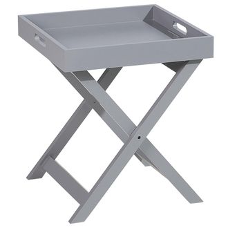Beliani Beliani - Mesa Auxiliar Gris Bandeja Extra&iacute;ble Plegable Dise&ntilde;o Escandinavo Chester