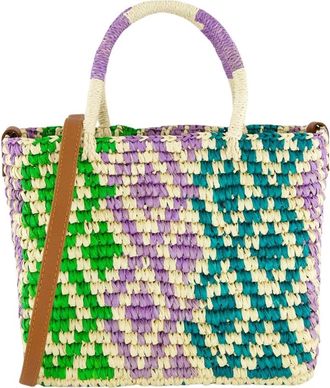 Sensi Studio Geometrisch patroon handtas met leren band - Dames - Shoppers - Veelkleurig - ONE Size - Tassen