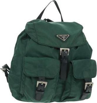 Prada Pre-owned Nylon Rugzak - Dames - Vintage Rugzakken - Groen - ONE Size - Nylon - Vintage