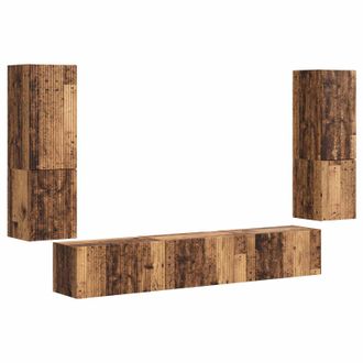 vidaXL Conjunto De Mueble De Tv Montaje En La Pared 4 Pcs Madera Vieja Vidaxl