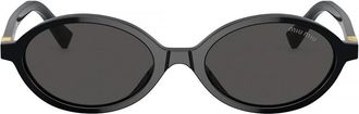 Miu Miu Black Regard Acetate Oval Sunglasses