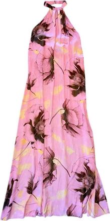 B.YU Womens Poppies Printed Halter Maxi Dress In Pink
