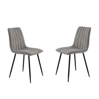 MondoViro Juego de 4 sillas de tela gris cm 45x54 88h