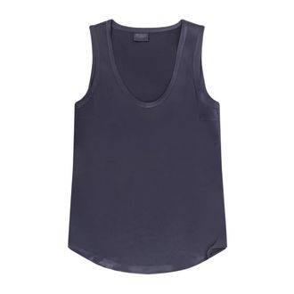 Brunello Cucinelli Stretch Silk Satin Top - female - Brunello Cucinelli - Sleeveless Tops - Blue - M - Tops