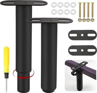 OEM Dailygoods, Base De Listones Central, Patas De Soporte Ajustables De 18 A 33 Cm, Juego De 2, Base De Acero, Negro, Estilo Moderno Y Sencillo
