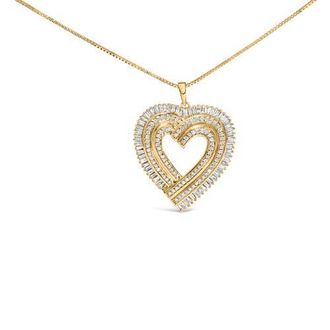 House of Brilliance 14K Yellow Gold Plated Silver 1/4 Cttw Diamond Composite Heart Pendant Necklace at Nordstrom