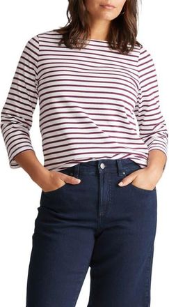 Universal Standard Belle Breton Stripe Top in White/Gamay at Nordstrom, Size 2Xl