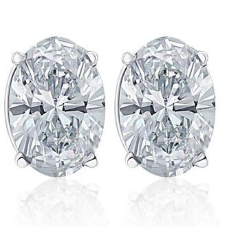 Pompeii3 2 Ct Oval Moissanite Studs 14k White Gold Earrings