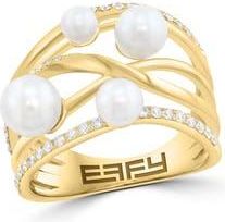 Effy Freshwater Pearl & Diamond Crisscrossing Band Ring in White at Nordstrom Rack, Size 7