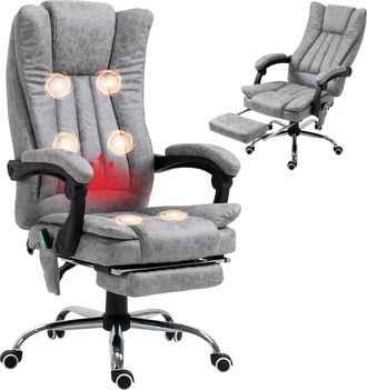 OEM Silla De Oficina Con 6 Puntos De Masaje Ajustable Con Funci&oacute;n De Calefacci&oacute;n Reposapi&eacute;s Retr&aacute;ctil Y Control Remoto Gris