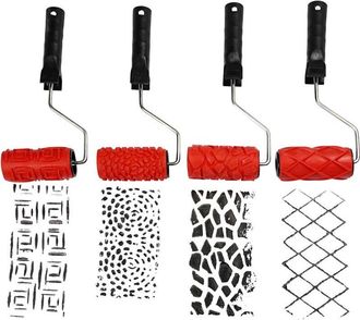 None Rullo per dipingere goffrato, larghezza 10 cm, 4 disegni assortiti