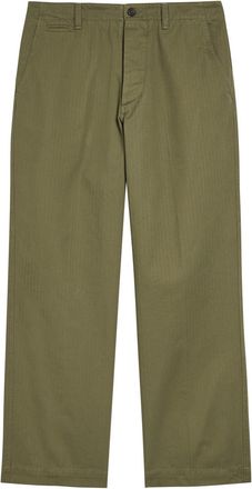 Drake's Drakes Herringbone Wide-leg Chino Trousers - Khaki - 34 (W34 / L)