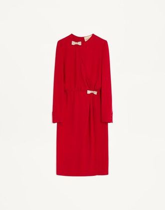 Valentino Abito Midi In Cady Couture Ricamato Donna PARIS 44