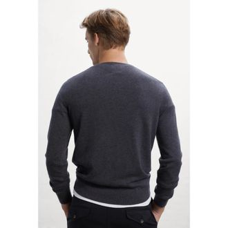 Ecoalf Donkergrijze Ferro Gebreide Trui - Heren - Sweatshirts - Grijs - L - Wol - Hoodies & sweatvesten