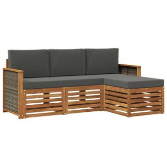 vidaXL Conjunto De Sof&aacute;s De Exterior 4 Pcs Natural Y Antracita Vidaxl