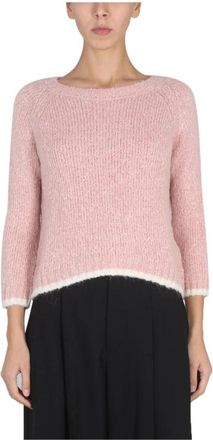 Aspesi Alpaca Blend Trui - Dames - Ronde hals truien - Roze - S - Katoen - Truien & Vesten