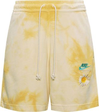 Nike SportswearFrench Terry Solid Color Logo Flowers Embroidered Casual Shorts Gold Color DM5017-777