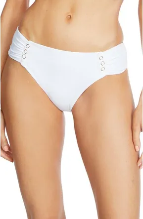 Robin Piccone Amy Side Tab Bikini Bottoms in White at Nordstrom, Size Medium