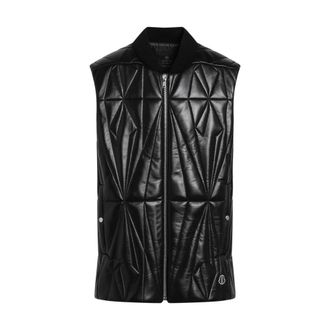 Rick Owens Flight Leather Vest - Heren - Bodywarmers - Zwart - L - Leer - Jassen