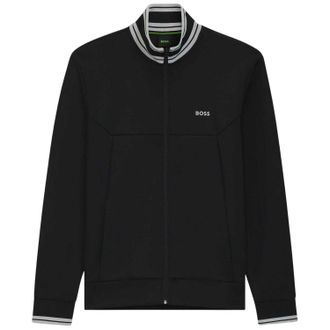 HUGO BOSS Heren Track Jacket met geborduurd logo en lange mouwen (Zwart)