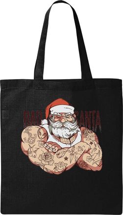 Generic Bad Santa Merry Christmas Buf Santa Natural Ecological Cotton Tote Bag Black