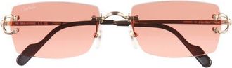 Cartier 56mm Rimless Rectangular Sunglasses in Gold/Red Lens at Nordstrom