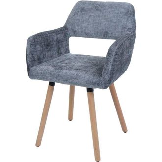 Hhg Nunca Usado] Silla De Comedor Hhg 867 Ii, Silla Silla De Cocina Silla Tapizada, Madera Tela/textil Chenilla (465g/m&sup2;) Mvg, Gris Oscuro