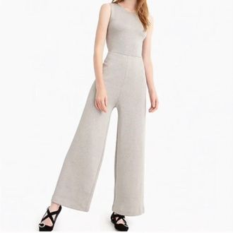 J.crew Wide Leg Metallic Jumpsuit In Silver