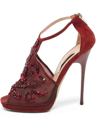 Jimmy Choo London 125mm beaded heeled sandals - Red