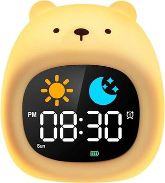 OEM Reloj Despertador Digital Para Ni&ntilde;os, Reloj Despertador Con 6 Sonidos Naturales De Amanecer, Luz De Despertador Con 8 Colores Rgb, Regalos, Oso
