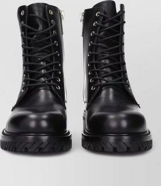 Off-white leather ankle boots