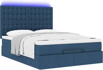 vidaXL Estructura De Cama Otomana Con Colch&oacute;n Tela Azul 140x190cm Vidaxl