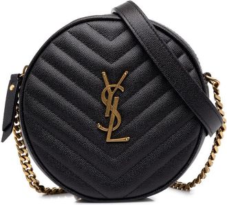 Saint Laurent Pre-owned Saint Laurent Chevron Grain De Poudre Round Vinyle Camera Bag Ladies LRV29OS3B239BEW1