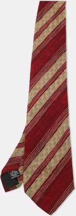 HUGO BOSS Boss By Hugo Boss Red/beige Diagonal Print Silk Traditional Tie