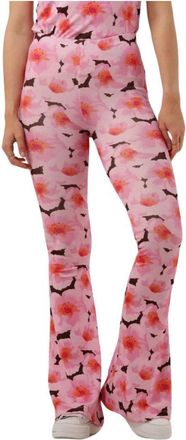 Catwalk Junkie Flared Peony Broek in Roze - Dames - Wijde Broeken - Roze - S - Broeken