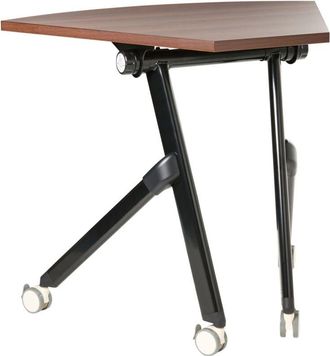 Beliani Folding Office Desk Dark Brown Metal Frame MFC Tabletop 90 x 64 cm Foldable Portable Mobile Table with Casters Modern Design BENDI