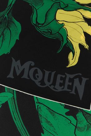 Alexander McQueen Womens Exploded Sunflower Scarf Black Silk