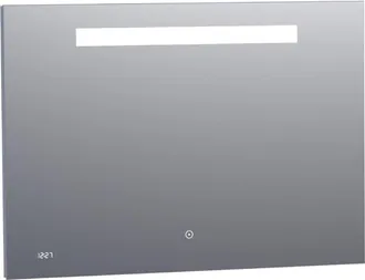 Marcel Breuer Quartz spiegel - 100x70 cm - directe LED boven - met klok - Aluminium