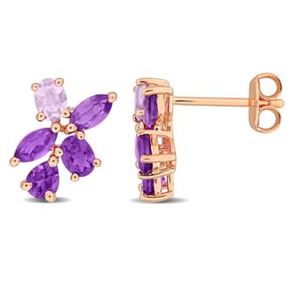 Mimi & Max Multi-Gem Cluster Drop Earrings Sterling Silver