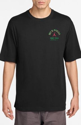Nike Jordan Pizza Cotton Graphic T-Shirt in Black/Infrared at Nordstrom, Size Xx-Large
