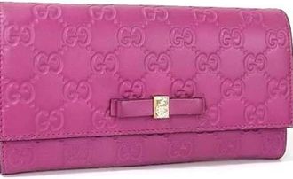 Gucci Purple Leather Long Wallet (Bi-Fold) (Pre-Owned)