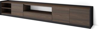 Skraut Home Skraut Home - Mueble Tv, Televisi&oacute;n, 310x37x50cm, Para Tv Hasta 80, Roble Oscuro Y Negro