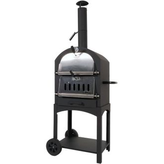 Hhg Hhg - Nunca Usado] Parrilla De Carb&oacute;n 851, Horno De Pizza De Le&ntilde;a, Parrilla De Carb&oacute;n Piedra Para Pizza, Acero Pintado Negro De Alta Temperatura