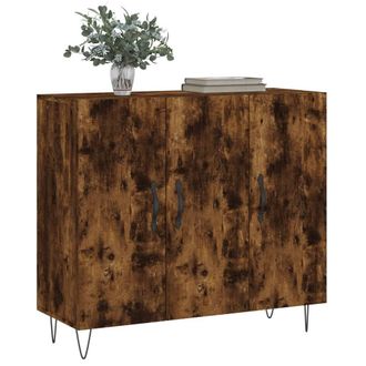 Berkfield Home Sideboard Smoked Oak 90x34x80 cm Engineered Wood in Brown | Size: 90 x 34 x 80 cm