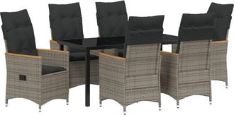 vidaXL Garden Dining Set with Cushion 7 pcs Grey Poly rattan vidaXL