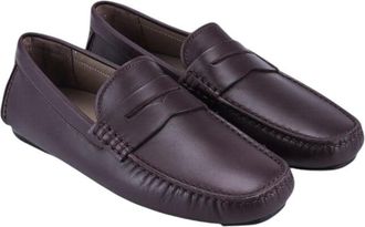Bally Warno 6195749 Mens Chocolate Calf Plain Leather Driver Loafers