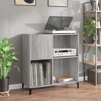 vidaXL Mobile Porta Dischi Grigio Sonoma 84,5x38x89 Legno Multistrato - Vidaxl