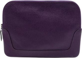 Herm&egrave;s Pre-owned Clemence Zip-Around Pouch - Dames - Vintage Clutch - Paars - ONE Size - Leer - Vintage